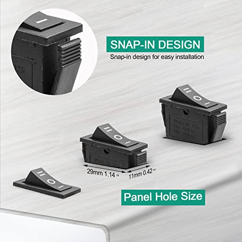 3-Pin ON-OFF-ON Toggle Rocker Switch - 5 Pack