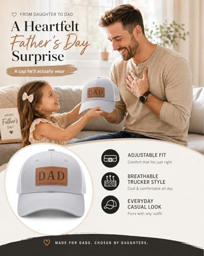 Grey Dad Hat for Men - Adjustable Papa Grandpa Mesh Snapback Trucker Cap