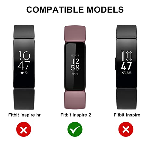 Tobfit 6 Pack Waterproof Silicone Sport Bands for Fitbit Inspire 2 & Ace 3 - Grey, Pink, Green, Purple