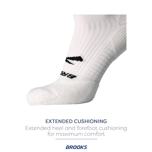 Brooks Ghost No Show Socks, Low Profile with Arch Support — Medium White