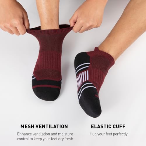 Men's Athletic Ankle Socks - 7 Pairs Multicolor, Cushioned & Moisture Wicking