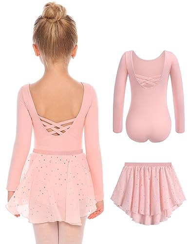 Girls Ballet Leotard and Skirt Outfit for Toddlers 6-7 Years Pink Zaclotre
