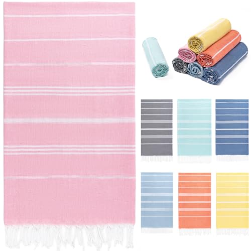 Turkish Beach Towel - 36"x71" Quick Dry Sand-Free - Pink