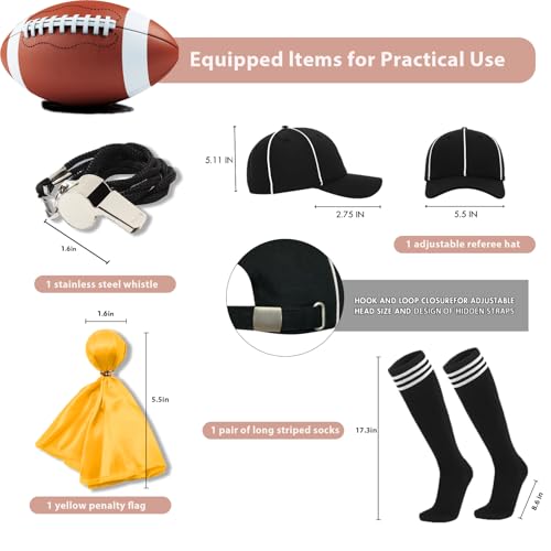 Redgino Women's Referee Costume Set Zipper Crop Top Shorts Hat Socks Whistle Halloween