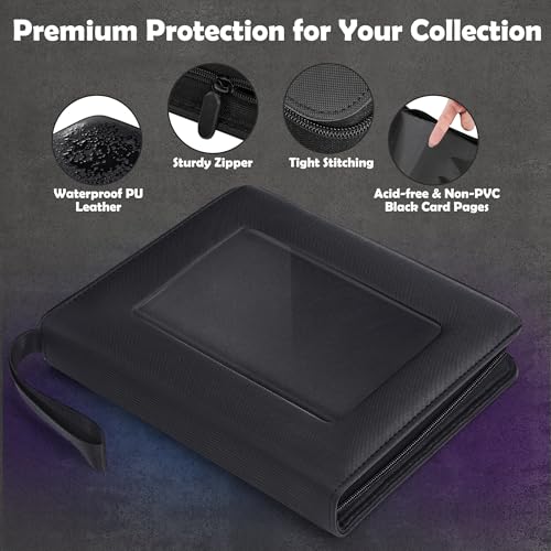 Zettokete Jumbo Card Binder with Display Window Holds 50 L and 50 XL Cards, Black, 100 Pages