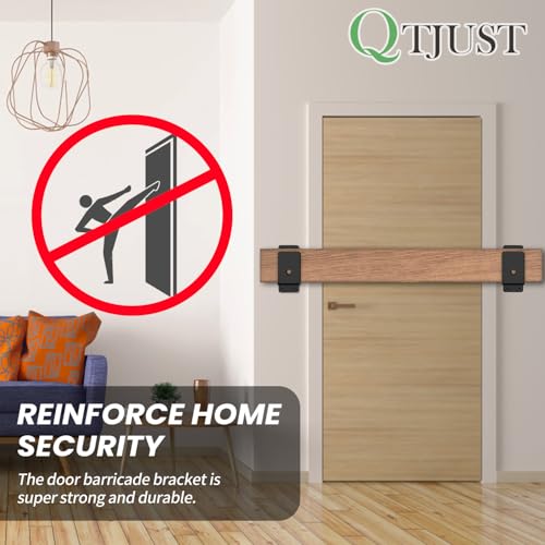 2Pcs 2x4 Door Barricade Brackets ,Heavy Duty Door Security Bar ,Drop Open Bar Holder Steel U Bracket, Bracket for Home Security,Door Brace, Home, Garage, Barn, Shed