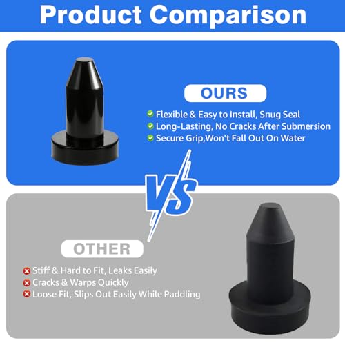 4-Pack 1/2-Inch Kayak Drain Plugs - Universal Flexible Rubber Scupper Plugs