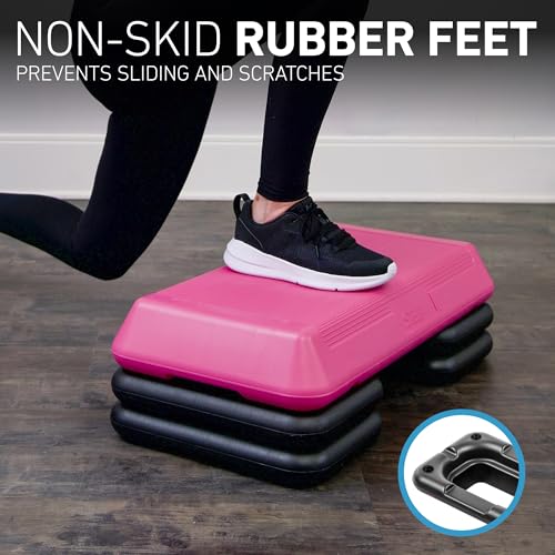 Circuit Size Aerobic Step Platform with 4 Risers - Silver/Black