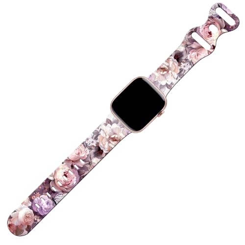 Floral Printed Silicone Sport Watch Band - Purple - 38mm/40mm/41mm
