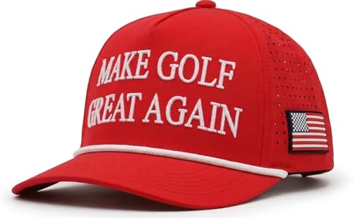 Wolph Red American Golf Hat – Funny Snapback Cap with Rope Style & USA Flag