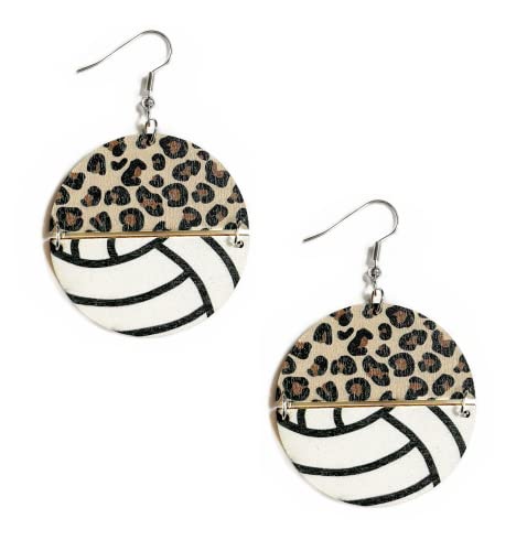 Leopard Print Sports Game Ball Earrings - Football, Basketball, Volleyball