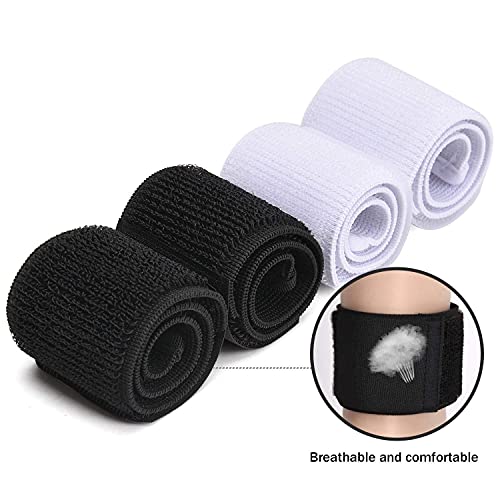TOBWOLF 4PCS Black & White Soccer Shin Guard Straps - Anti-Slip Sports Football Ankle Supports