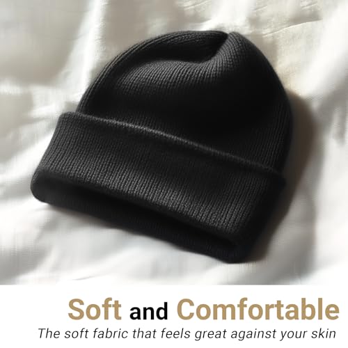 Cuffed Knit Beanie for Women & Men - One Size - White
