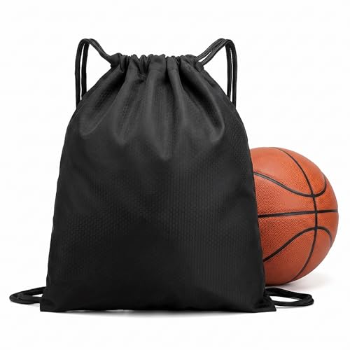 Extra Large Drawstring Backpack - Waterproof Gym Sack - Black