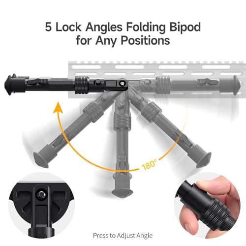 6-9 Inch M-LOK Rifle Bipod - Adjustable Height & Angle, Lightweight