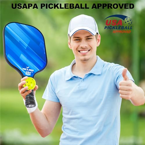 VICLION 2-Pack USA Pickleball Paddles with Balls, Carry Bag — Blue & Purple, Carbon Fiber T300