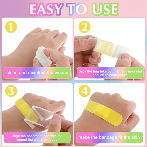 120 Pcs Waterproof Kids Bandages - 6 Color Strips