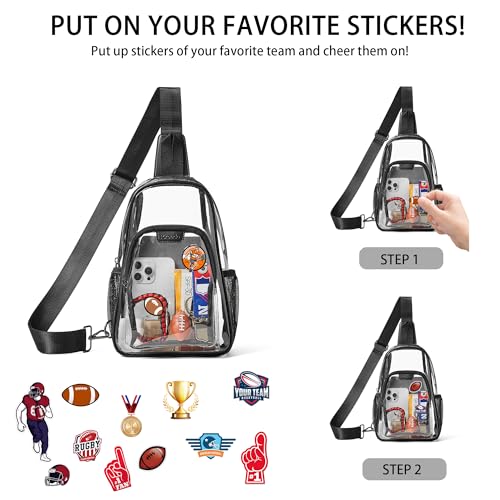 Clear Crossbody Bag for Stadium Events - Black
