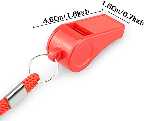 Super Loud Red Emergency Whistles with Lanyard - 2 Pack