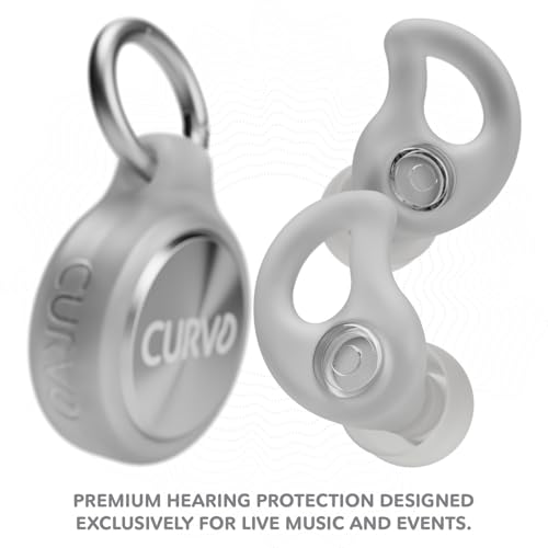 CURVD Live Stylish High-Fidelity Concert Earplugs for Live Events up to 14 dB Noise Reduction, 5 Tip Sizes & Carry Case