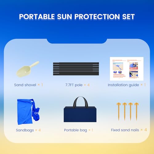 10x10FT Beach Tent Sun Shelter with UPF 50+ Protection