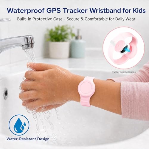 Waterproof AirTag Bracelet for Kids - Black Soft Silicone Band