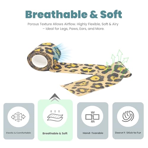 Self-Adhesive Pet Bandage - 6 Rolls, 2 Inch, Assorted Colors - Animals