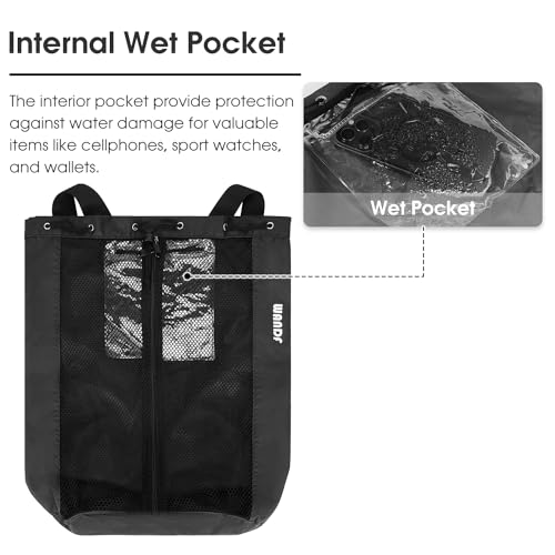 WANDF Swim Bag for Swimmers, Mesh Beach Backpack