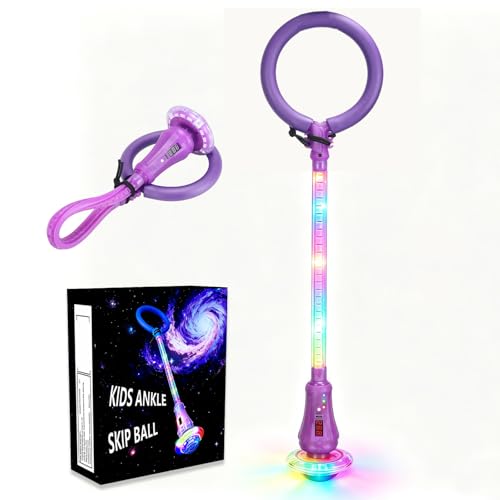 Purple Skip Ball for Kids with LED Lights and Digital Counter - Ankle Jump Toy by Mfcir