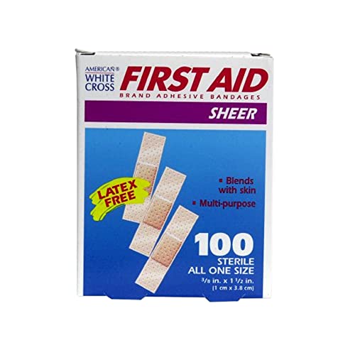 Sheer Adhesive Bandages 3/8" x 1-1/2" - Breathable Wound Protection (100 Ct)