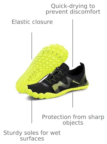 Quick-Dry Water Shoes for Men - Barefoot Aqua Socks - Black/Green