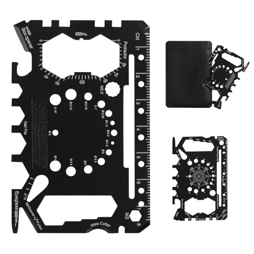 52 in 1 Slim Minimalist Survival Card Wallet Tool Card, Credit Card Size Multitool, Wallet Engineering Ruler Scale, Multitool Card Pocket Tool(Bottle Opener, Screwdrivers, Phone Stand & More), 1 Pcs