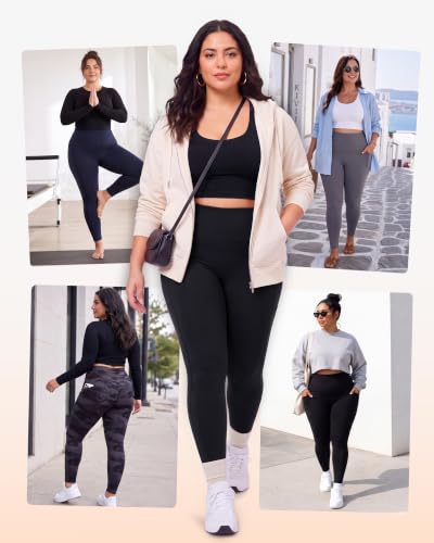 Syrinx 4X-Large Black Plus Size High Waist Leggings with Pockets for Women - 26 Inch Tummy Control Workout Yoga Pants