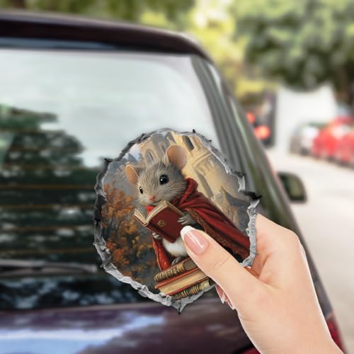 Pack 4 Pcs 3D Mouse Hole Wall Sticker for Girls Boys Toddler Kids Room Bedroom Classroom Car Window Funny Cute Stickers Waterproof Removable Reusable Vinyl Decals Home Accessories