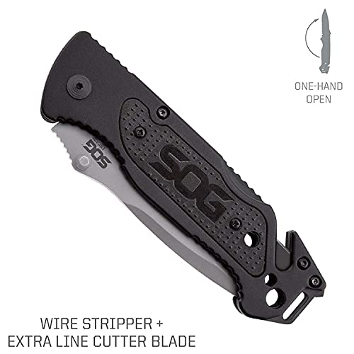 SOG Escape Bead Blasted Tactical Folding Pocket Knife 3.4" Serrated Blade