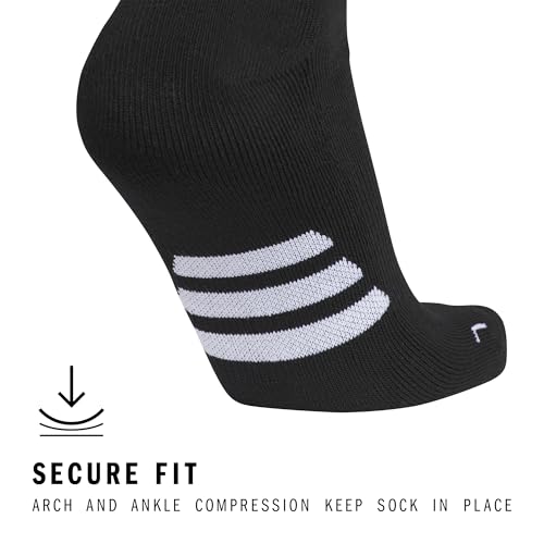 Over-the-Calf Soccer Socks - Cushioned Support, 2-Pack, Black/White, Large