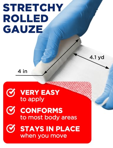 Medical Gauze Rolls - 12 Pack, 4" x 4.1yd, Soft & Breathable
