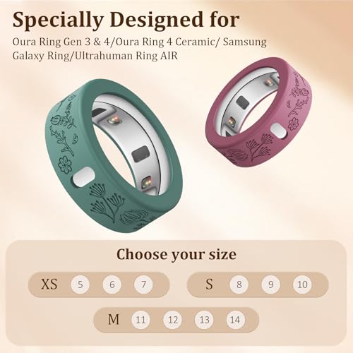Floral Silicone Cover for Oura Ring - 4 Pack, Small (Dopamine)