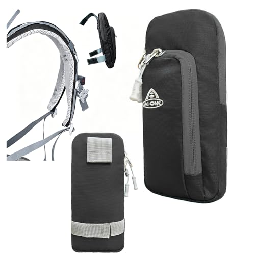 Black Backpack Strap Phone Holder for Hiking, Travel & Camping - YYUIYFB