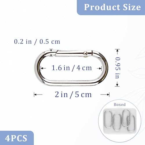 GIYAWA 4Pcs Silver Oval Spring Ring Clips Carabiner Key Rings for Bags & Crafts