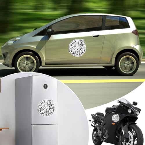 Funny Skeleton Magnetic Car Decal - Motivational Black & White