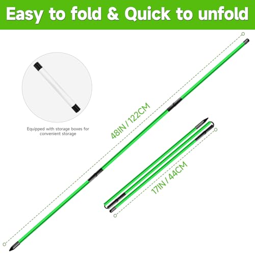 Collapsible Golf Alignment Sticks - 48" Green, 2 Pack with Case