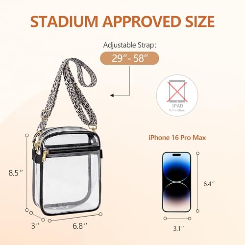 Clear Stadium Event Bag with Adjustable Leopard Strap