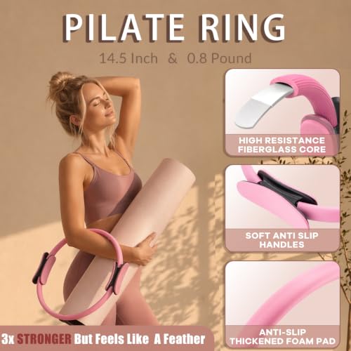 19-Piece Pilates Kit for Home Workouts - Ring, Ball, Bands & Weights