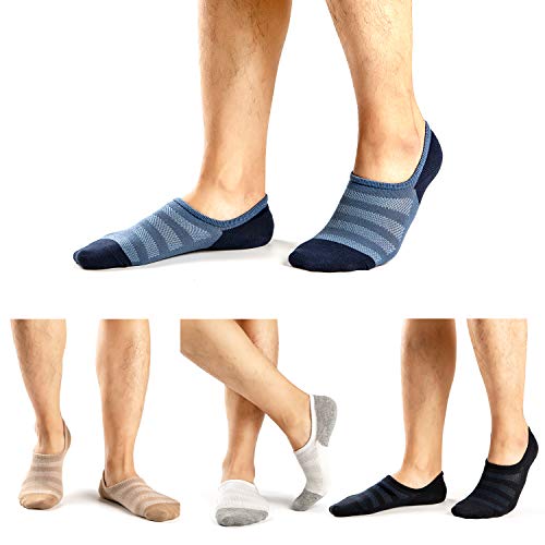 Mottee&Zconia No Show Ankle Socks 6-Pack Mesh Strips for Men, Low Cut Casual Anti-Slip Cotton