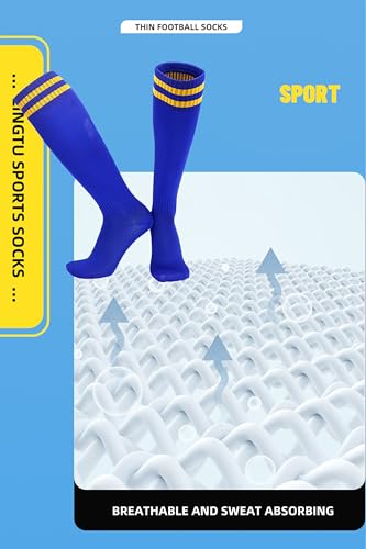 Striped Knee High Athletic Soccer Socks - Large Black