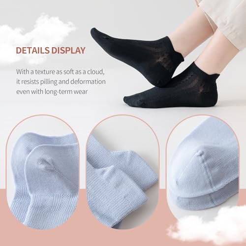 Mottee&Zconia Women's Ankle Socks 6-Pack - Cute Cotton Mesh Athletic Low Cut Socks