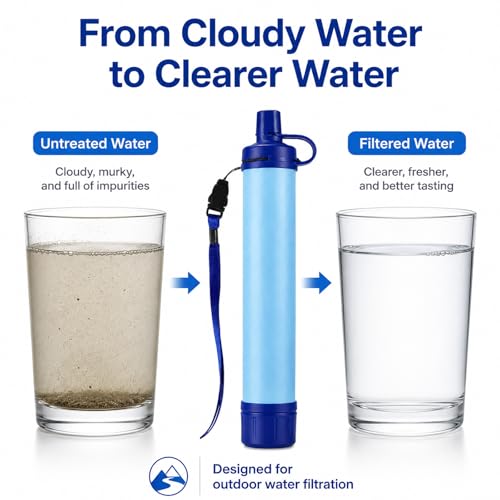 Emergency Water Filter Straw 2PCS - Portable, Lightweight for Hiking, Camping & Travel