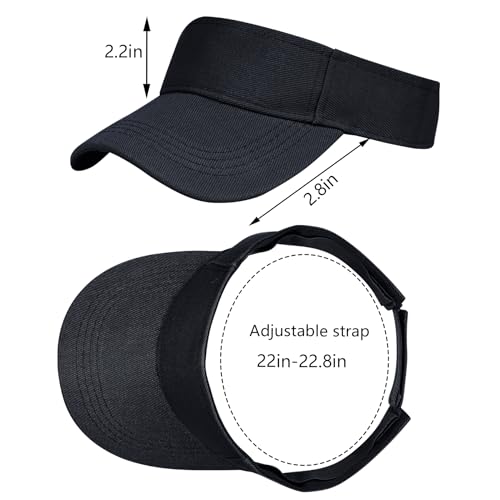 Adjustable Sun Visor Hat - 2 Pack Black Sports Visors