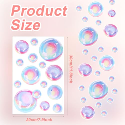 4 Sheet Bubble Wall Decal, Colourful Bubble Wall Stickers Cutouts Under The Sea Stickers Decor Ocean Bubble Wall Stickers for Kids Room Bathroom Wall Mermaid Theme Party Decoration